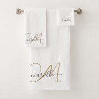 Niedlich Gold Monogram Script Name Eleganweiß