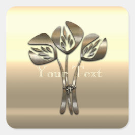 Niedlich Gold Tulips Vielen Dank Gardener Florist Quadratischer Aufkleber