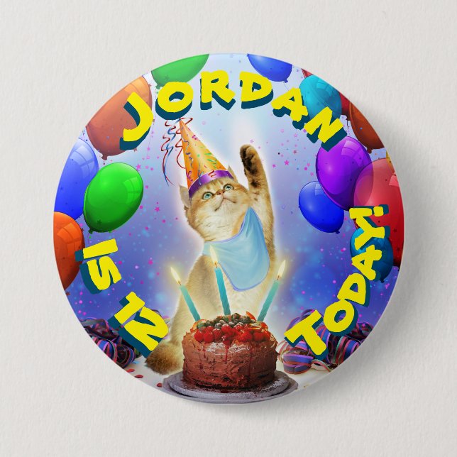 Niedlich Golden Festive Birthday Kitty Button (Vorderseite)