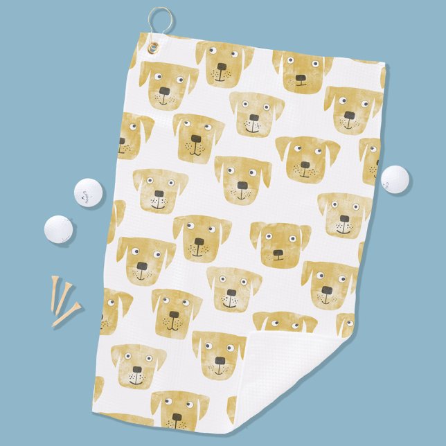 Niedlich Golden Labrador Retriever Dog Wasserfarbe Golfhandtuch (Von Creator hochgeladen)