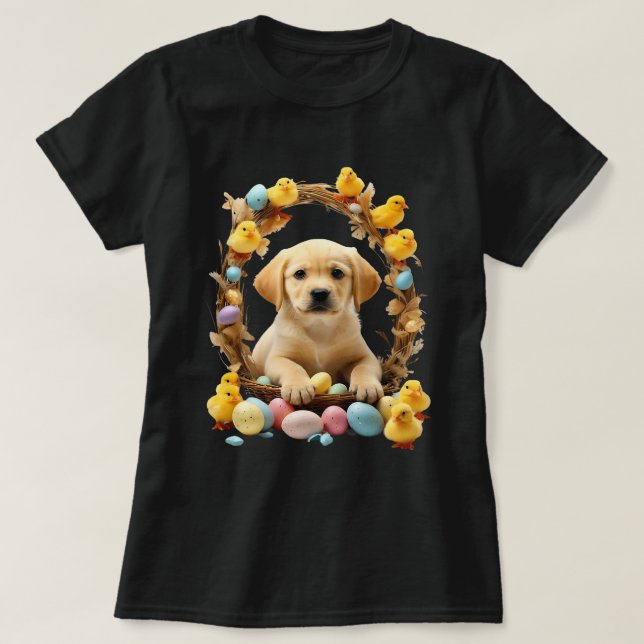 Niedlich Golden Labrador Welppy and Chicks Osterba T-Shirt (Design vorne)