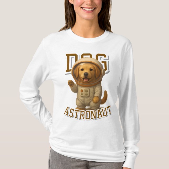 Niedlich Golden Retriever Astronautin Unisex Mann  T-Shirt (Vorderseite)