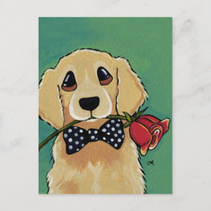 Niedlich Golden Retriever   Dog Art Postcard Postkarte
