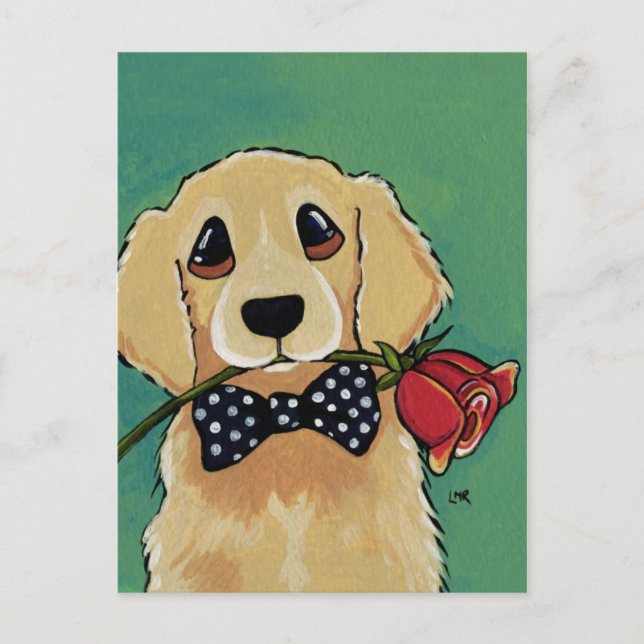 Niedlich Golden Retriever | Dog Art Postcard Postkarte (Vorderseite)