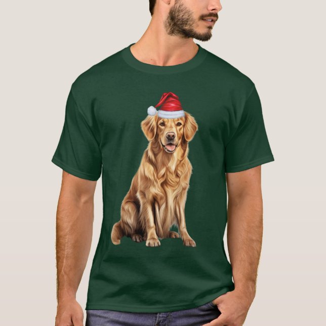 Niedlich Golden Retriever Dog Funny Christmas T-Shirt (Vorderseite)