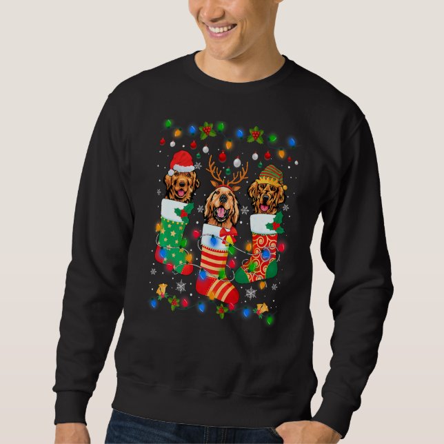 Niedlich Golden Retriever Doppy Welpen Weihnachtss Sweatshirt (Vorderseite)