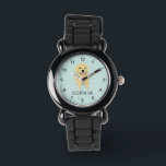 Niedlich Golden Retriever Dose Kids Armbanduhr<br><div class="desc">Diese niedliche Kinderuhr bietet eine wunderschöne,  goldene Retriever Welpen-Illustration,  in der Sie einen Namen in einem modernen,  minimalistischen Schriftart hinzufügen können. Ein fantastisches Geschenk für jeden Hund- oder Hundefreund,  perfekt,  um die Ankunft eines neuen Haustieres zu feiern!</div>