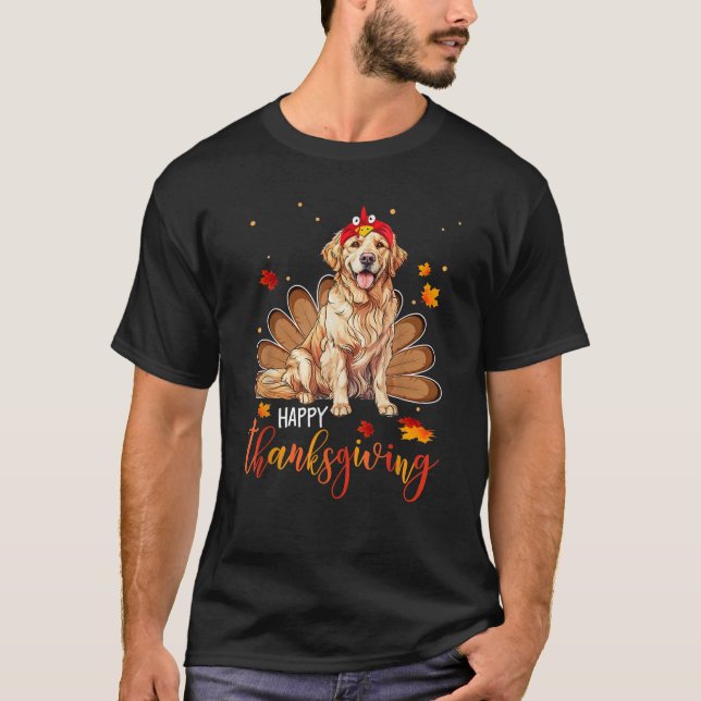 Niedlich Golden Retriever Happy Thanksgiving Truke T-Shirt (Vorderseite)