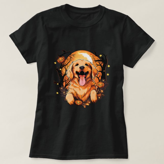 Niedlich Golden Retriever Hund Halloween Pumpkins  T-Shirt (Design vorne)