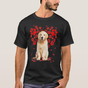 Niedlich Golden Retriever Hund Valentine Heart Paw T-Shirt