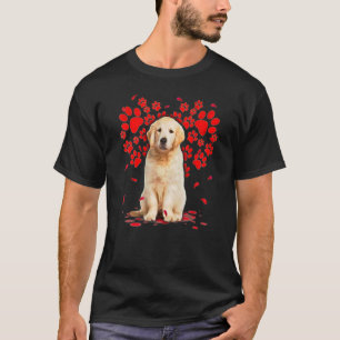 Niedlich Golden Retriever Hund Valentine Heart Paw T-Shirt