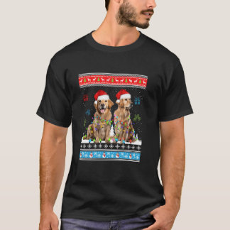 Niedlich Golden Retriever Hunde Rentier Weihnachte T-Shirt