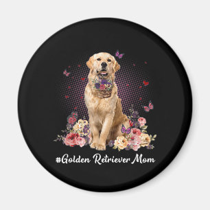 Niedlich Golden Retriever Mama Blume Happy Mother Magnet