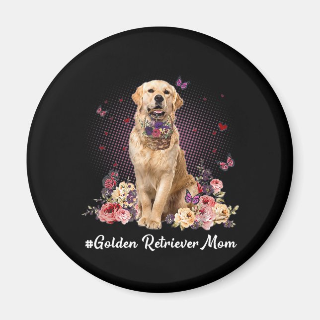 Niedlich Golden Retriever Mama Blume Happy Mother Magnet (Vorne)