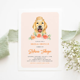 Niedlich Golden Retriever Peach Floral Brautparty Einladung