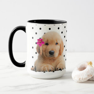 Niedlich Golden Retriever Personalisiert Rosa Blum Tasse