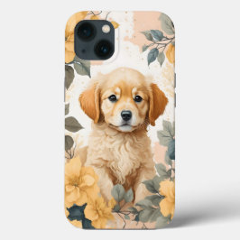 Niedlich Golden Retriever Puppy Yellow Flowers Case-Mate iPhone Hülle