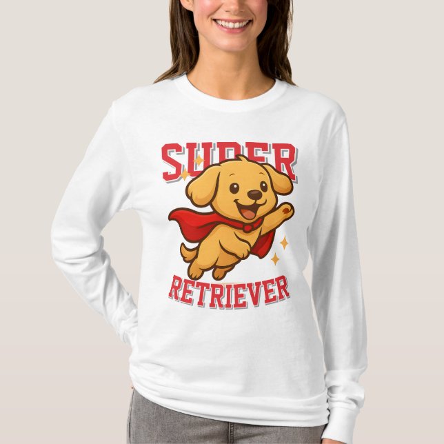 Niedlich Golden Retriever Superheldin Unisex Mann  T-Shirt (Vorderseite)
