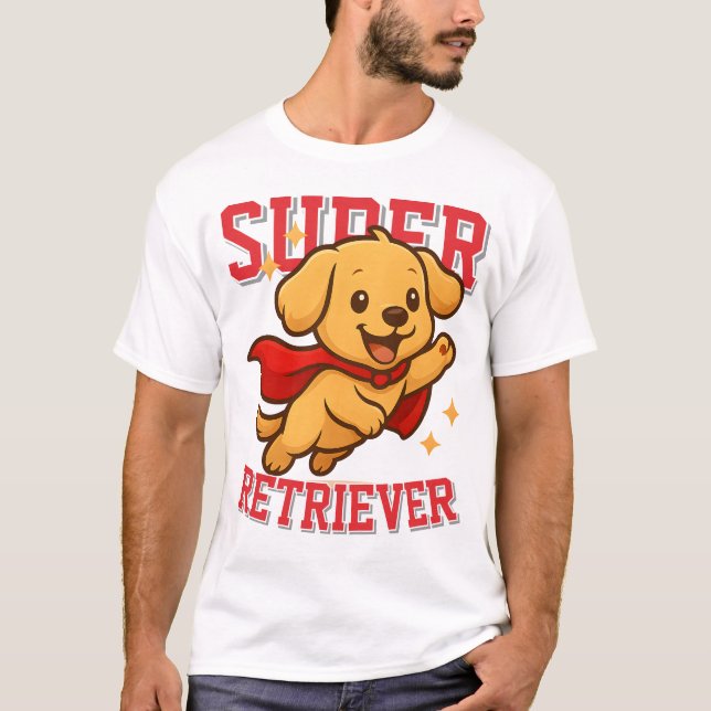 Niedlich Golden Retriever Superheldin Unisex Mann  T-Shirt (Vorderseite)
