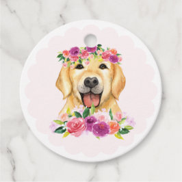 Niedlich Golden Retriever und Purple Blumen Danke Geschenkanhänger