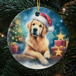 Niedlich Golden Retriever Watercolor Weihnachten Keramik Ornament