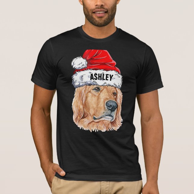 Niedlich Golden Retriever Weihnachtshut Big Dog T-Shirt (Vorderseite)