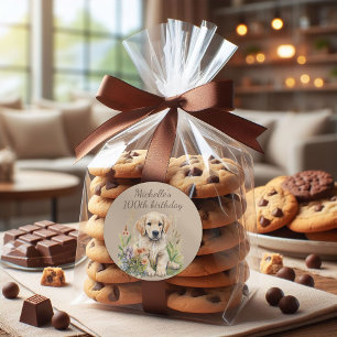 Niedlich Golden Retriever Welpe 100. Geburtstag Runder Aufkleber