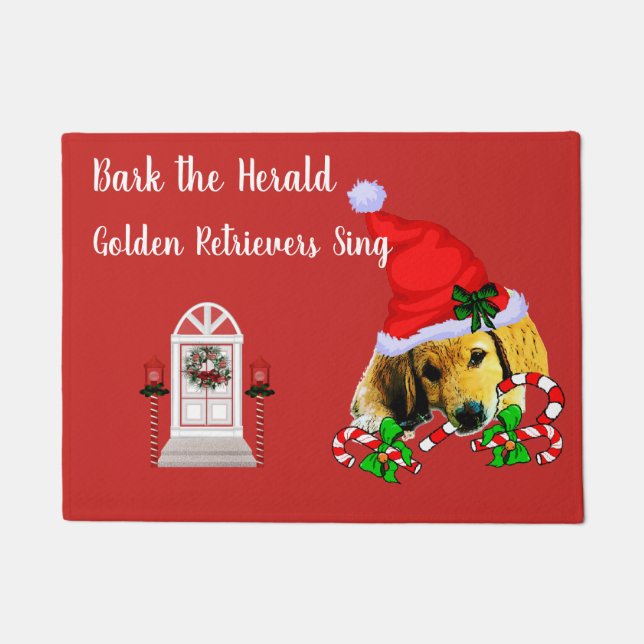 Niedlich Golden Retriever Welpen Weihnachten Fußmatte (Vorderseite)