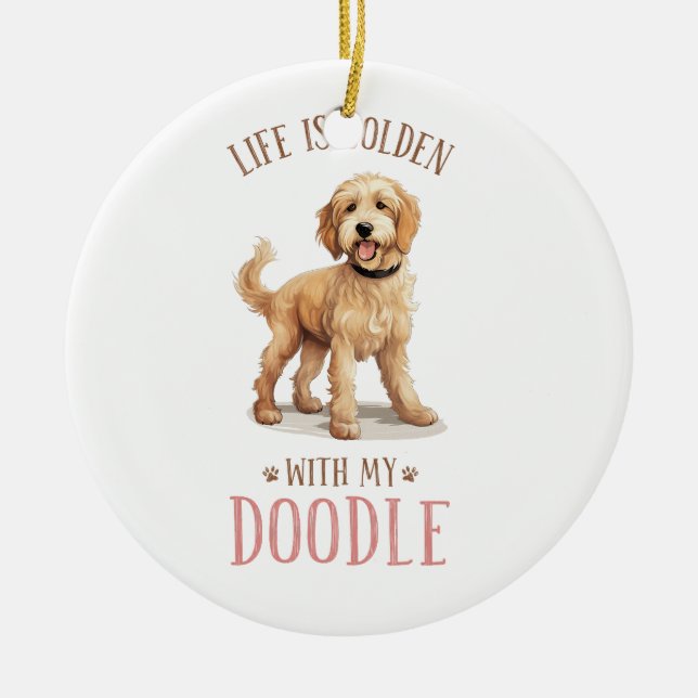 Niedlich Goldendoodle Dog Keramik Ornament (Vorne)