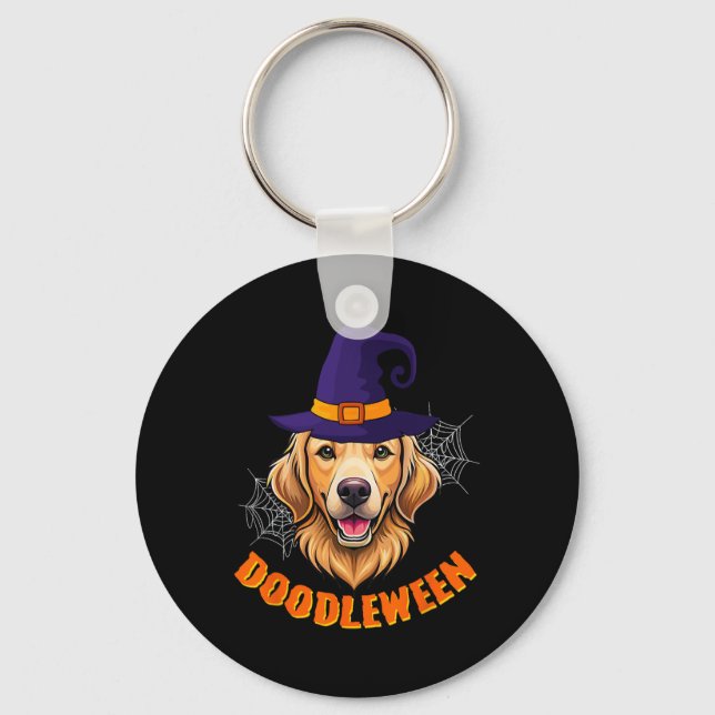 Niedlich Goldendoodle Halloween Spooky Golden Dood Schlüsselanhänger (Vorderseite)