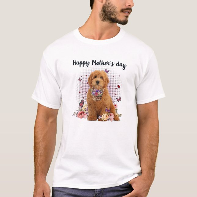 Niedlich Goldendoodle Mama Blume Glücklich Muttert T-Shirt (Vorderseite)