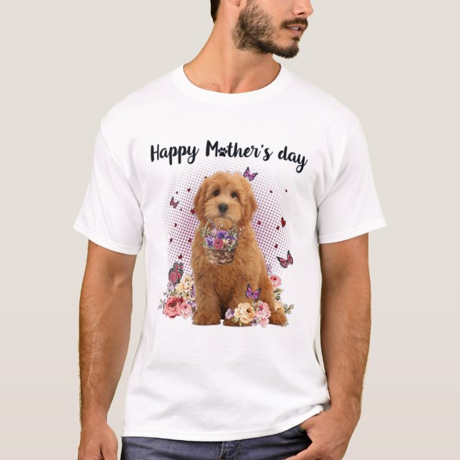 Niedlich Goldendoodle Mama Blume Glücklich Muttert T-Shirt (Vorderseite)