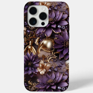 Niedlich goldfarben und Lila floral botanisch Case-Mate iPhone Hülle