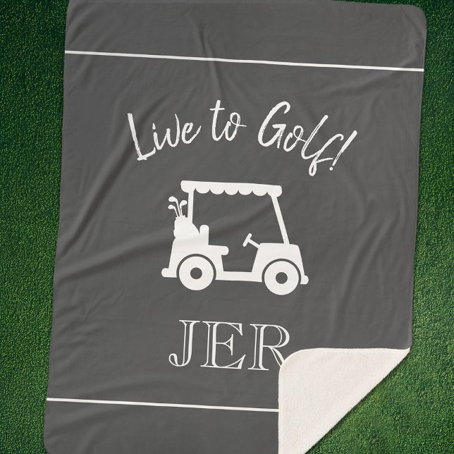Niedlich Golfer Golf Cart Mit Monogramm Golfanfäng Sherpadecke (Cute Golfer Golf Cart Monogrammed Initials Gray Large Sherpa Blanket)