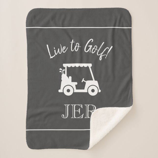 Niedlich Golfer Golf Cart Mit Monogramm Golfanfäng Sherpadecke (Vorderseite)