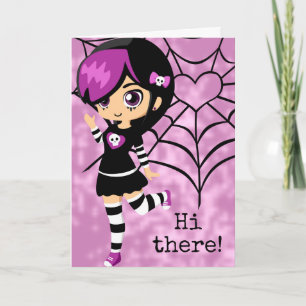 Niedlich Goth Girl Heart Spiderweb Valentinstag Karte