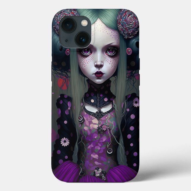 Niedlich Goth Girl Lila Black Fantasy Art Case-Mate iPhone Hülle (Rückseite)
