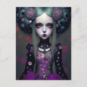 Niedlich Goth Girl Lila Black Fantasy Art Postkarte
