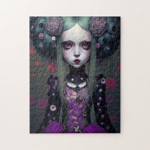 Niedlich Goth Girl Lila Black Fantasy Art Puzzle