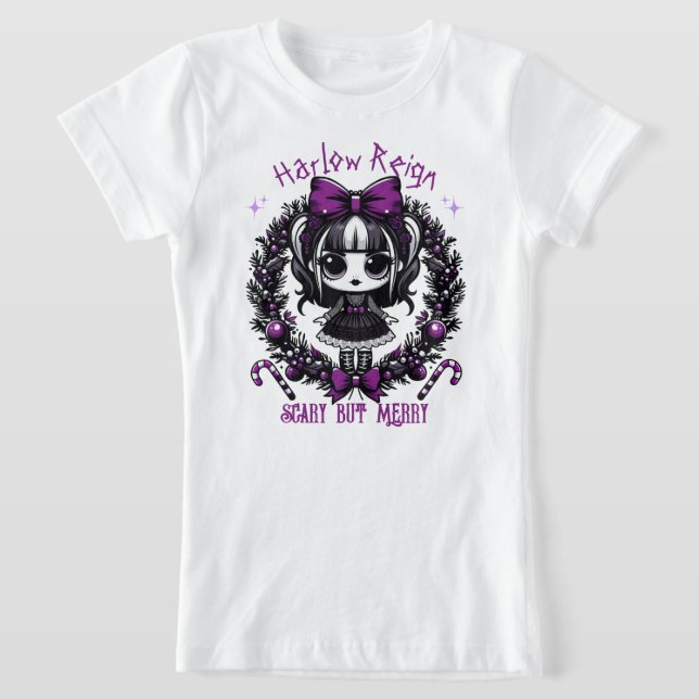 Niedlich Goth Girl Lila & Black Gothic Weihnachten T-Shirt (Ablage )