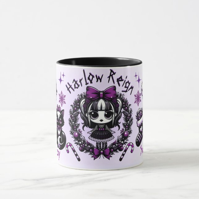 Niedlich Goth Girl Lila & Black Gothic Weihnachten Tasse (Zentrum)