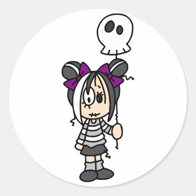 Niedlich Goth Girl Runder Aufkleber (Vorderseite)