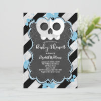 Niedlich Goth Punk Skull Blue Baby Dusche Einladun