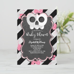 Niedlich Goth Punk Skull Girl Babydusche Einladung
