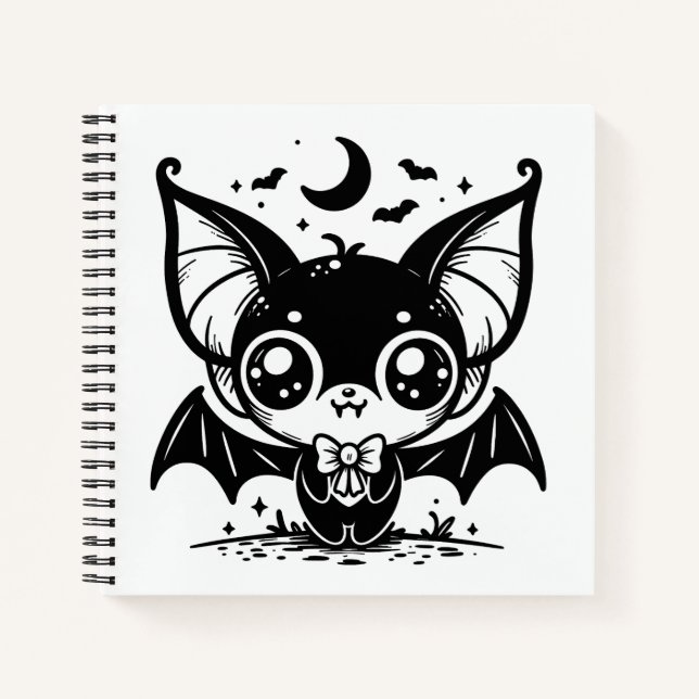 Niedlich Goth Vampire Bat Spooky Kawaii Notizbuch (Vorderseite)