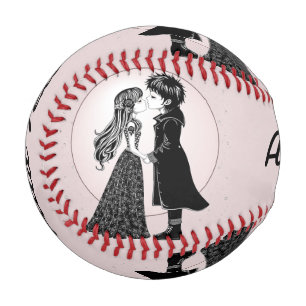 Niedlich gotische Emo Kids Kiss Valentinstag Baseball