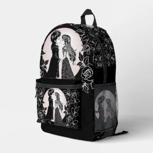 Niedlich gotische Emo Kids Kiss Valentinstag Bedruckter Rucksack