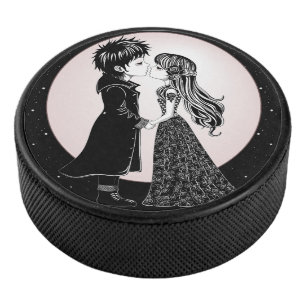 Niedlich gotische Emo Kids Kiss Valentinstag Eishockey Puck