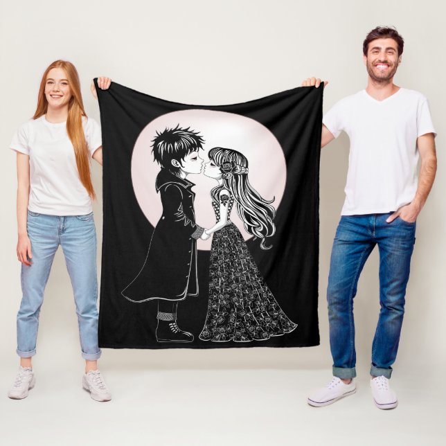 Niedlich gotische Emo Kids Kiss Valentinstag Fleecedecke (Beispiel)
