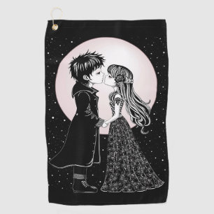 Niedlich gotische Emo Kids Kiss Valentinstag Golfhandtuch
